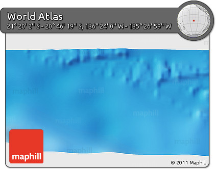 Physical 3D Map of the Area around 21° 3' 11" S, 135° 55' 30" W