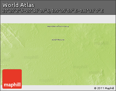 Physical 3D Map of the Area around 21° 3' 11" S, 136° 4' 29" E