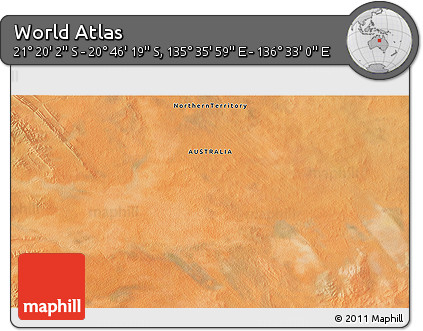 Satellite 3D Map of the Area around 21° 3' 11" S, 136° 4' 29" E