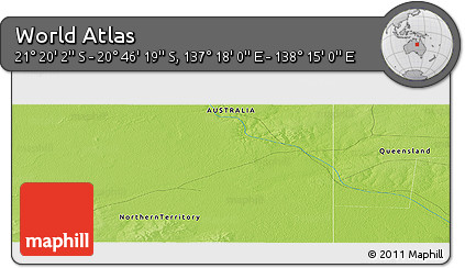Physical Panoramic Map of the Area around 21° 3' 11" S, 137° 46' 30" E