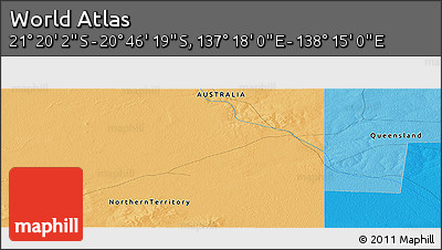 Political Panoramic Map of the Area around 21° 3' 11" S, 137° 46' 30" E