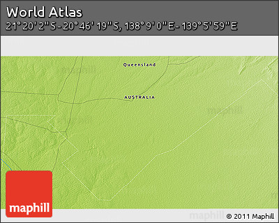 Physical 3D Map of the Area around 21° 3' 11" S, 138° 37' 30" E