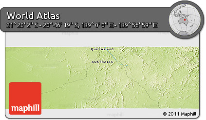 Physical Panoramic Map of the Area around 21° 3' 11" S, 139° 28' 29" E