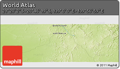Physical Panoramic Map of the Area around 21° 3' 11" S, 139° 28' 29" E