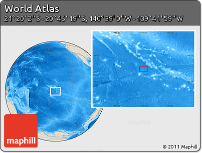 Shaded Relief Location Map of the Area around 21° 3' 11" S, 140° 10' 30" W