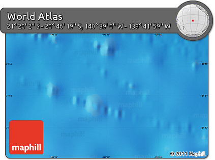 Physical Map of the Area around 21° 3' 11" S, 140° 10' 30" W