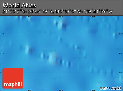 Physical Map of the Area around 21° 3' 11" S, 140° 10' 30" W
