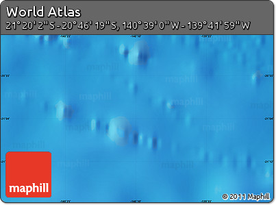 Physical Map of the Area around 21° 3' 11" S, 140° 10' 30" W