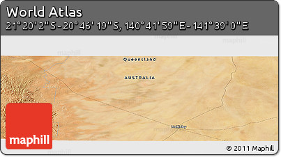 Satellite Panoramic Map of the Area around 21° 3' 11" S, 141° 10' 30" E
