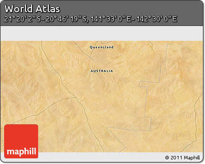 Satellite 3D Map of the Area around 21° 3' 11" S, 142° 1' 30" E