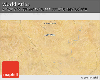 Satellite 3D Map of the Area around 21° 3' 11" S, 142° 1' 30" E
