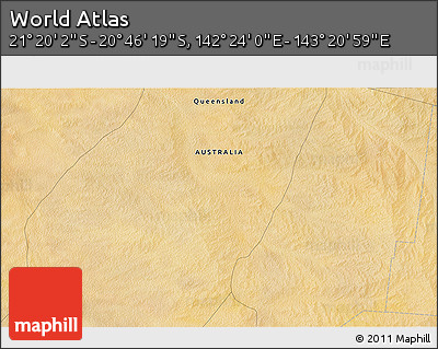 Satellite 3D Map of the Area around 21° 3' 11" S, 142° 52' 30" E
