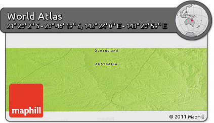 Physical Panoramic Map of the Area around 21° 3' 11" S, 142° 52' 30" E
