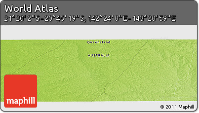 Physical Panoramic Map of the Area around 21° 3' 11" S, 142° 52' 30" E
