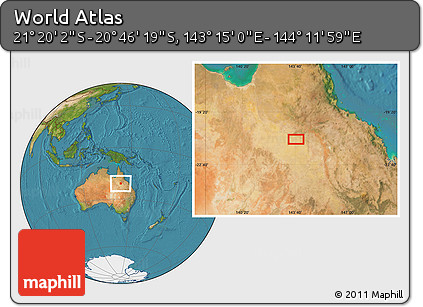 Satellite Location Map of the Area around 21° 3' 11" S, 143° 43' 29" E
