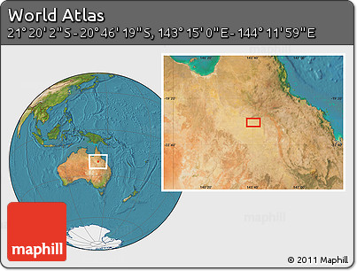 Satellite Location Map of the Area around 21° 3' 11" S, 143° 43' 29" E
