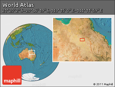 Satellite Location Map of the Area around 21° 3' 11" S, 143° 43' 29" E