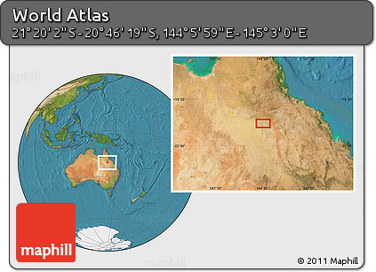 Satellite Location Map of the Area around 21° 3' 11" S, 144° 34' 29" E