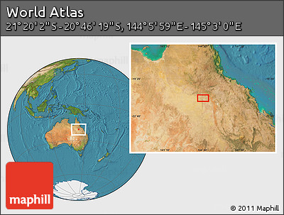 Satellite Location Map of the Area around 21° 3' 11" S, 144° 34' 29" E