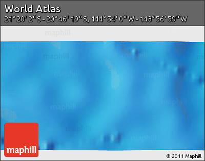 Physical 3D Map of the Area around 21° 3' 11" S, 144° 25' 30" W