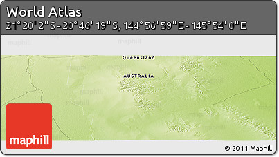 Physical Panoramic Map of the Area around 21° 3' 11" S, 145° 25' 30" E