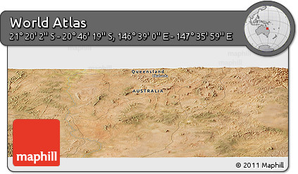 Satellite Panoramic Map of the Area around 21° 3' 11" S, 147° 7' 30" E