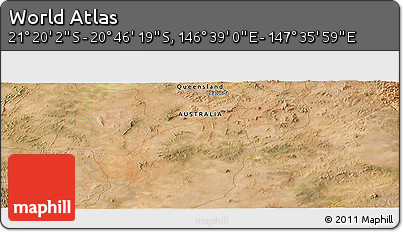 Satellite Panoramic Map of the Area around 21° 3' 11" S, 147° 7' 30" E