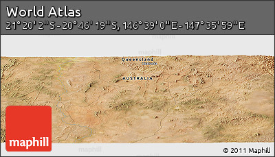 Satellite Panoramic Map of the Area around 21° 3' 11" S, 147° 7' 30" E
