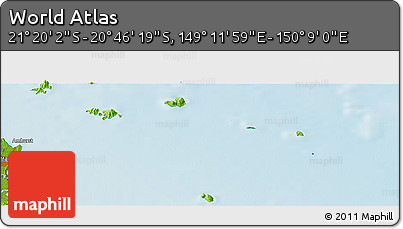 Physical Panoramic Map of the Area around 21° 3' 11" S, 149° 40' 30" E