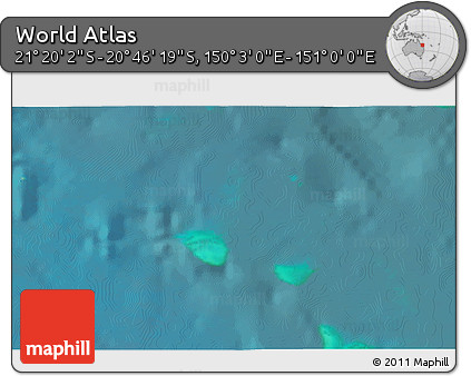 Satellite 3D Map of the Area around 21° 3' 11" S, 150° 31' 30" E