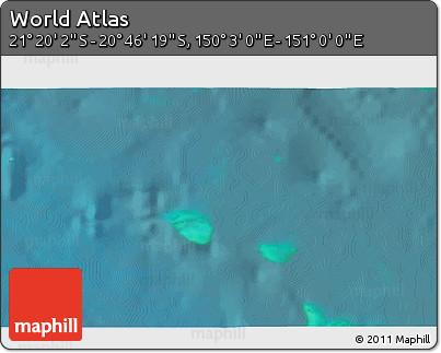 Satellite 3D Map of the Area around 21° 3' 11" S, 150° 31' 30" E