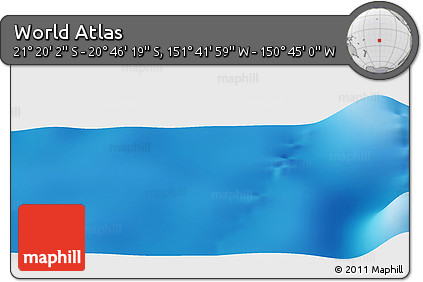 Shaded Relief Panoramic Map of the Area around 21° 3' 11" S, 151° 13' 29" W