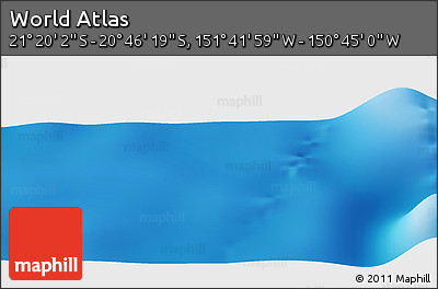 Shaded Relief Panoramic Map of the Area around 21° 3' 11" S, 151° 13' 29" W