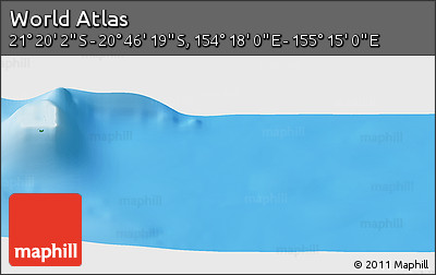 Physical Panoramic Map of the Area around 21° 3' 11" S, 154° 46' 30" E