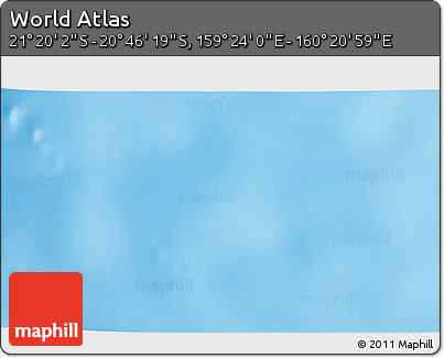 Physical 3D Map of the Area around 21° 3' 11" S, 159° 52' 30" E