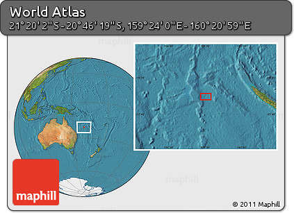 Satellite Location Map of the Area around 21° 3' 11" S, 159° 52' 30" E
