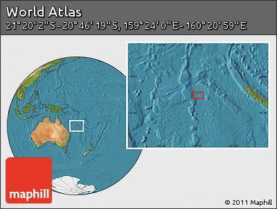 Satellite Location Map of the Area around 21° 3' 11" S, 159° 52' 30" E