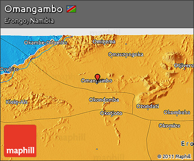 Political 3D Map of Omangambo