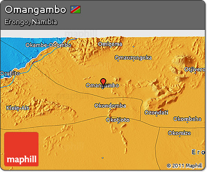 Political 3D Map of Omangambo