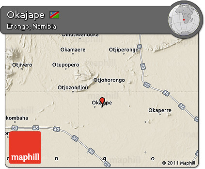 Shaded Relief Map of Okajape