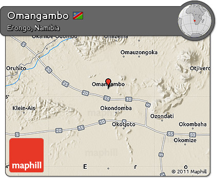 Shaded Relief Map of Omangambo