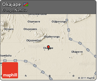 Shaded Relief Map of Okajape