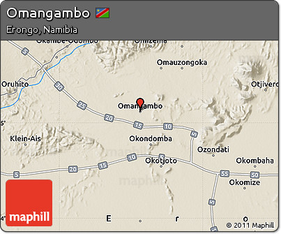 Shaded Relief Map of Omangambo