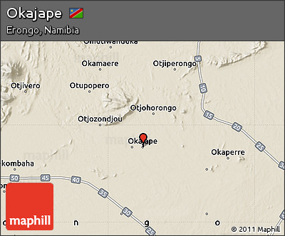 Shaded Relief Map of Okajape