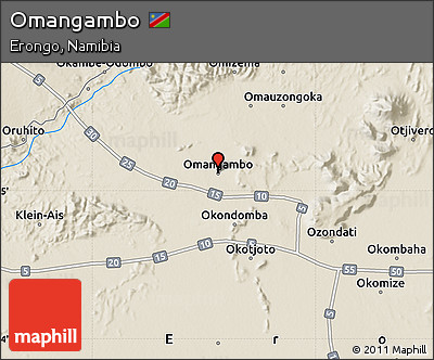 Shaded Relief Map of Omangambo