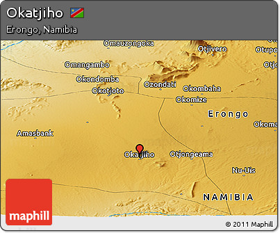 Physical Panoramic Map of Okatjiho