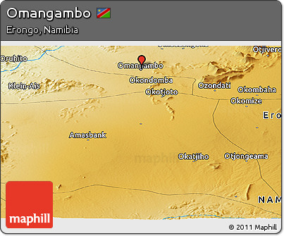Physical Panoramic Map of Omangambo