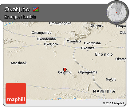 Shaded Relief Panoramic Map of Okatjiho