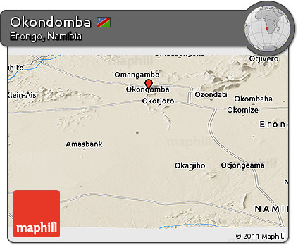 Shaded Relief Panoramic Map of Okondomba