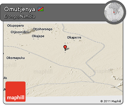 Shaded Relief Panoramic Map of Omutjenya